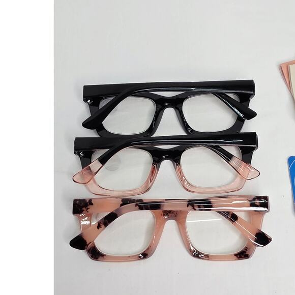 Pink & Black Cat Eyes Womens Reading Glasses with Blue Light Filter +1.50 3 Pack - Picture 8 of 12